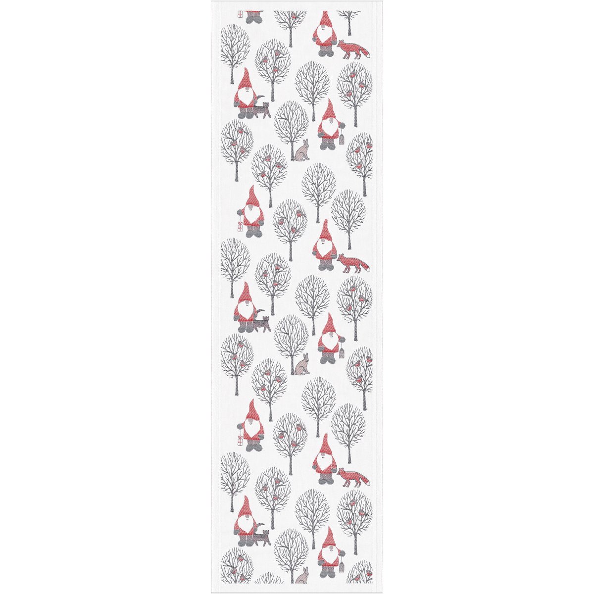 Ekelund Linneväveri Tomteliv table runner 35x120 cm grey-red