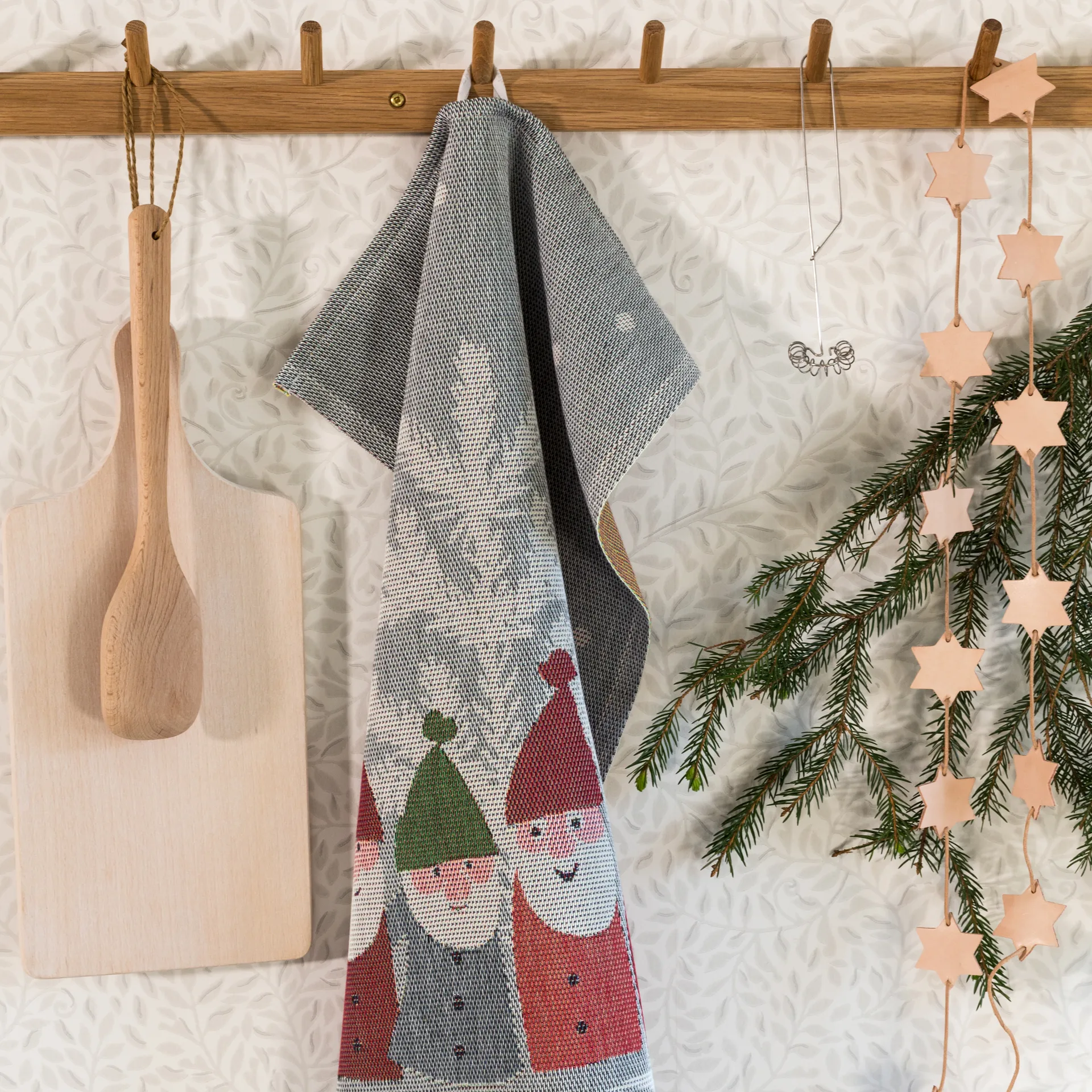 Tomtemöte kitchen towel 40x60 cm, Grey-white Ekelund Linneväveri