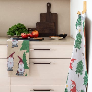 Tomtesprång kitchen towel 40x60 cm - white-green-red - Ekelund Linneväveri