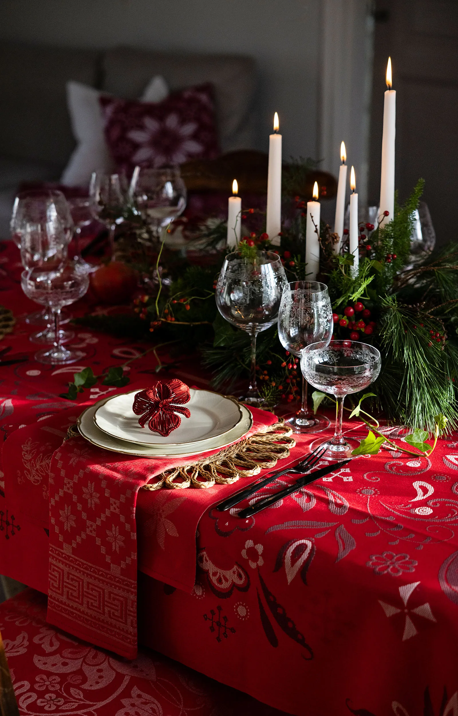 Torplyckan kitchen towel 48x70 cm, Red Ekelund Linneväveri