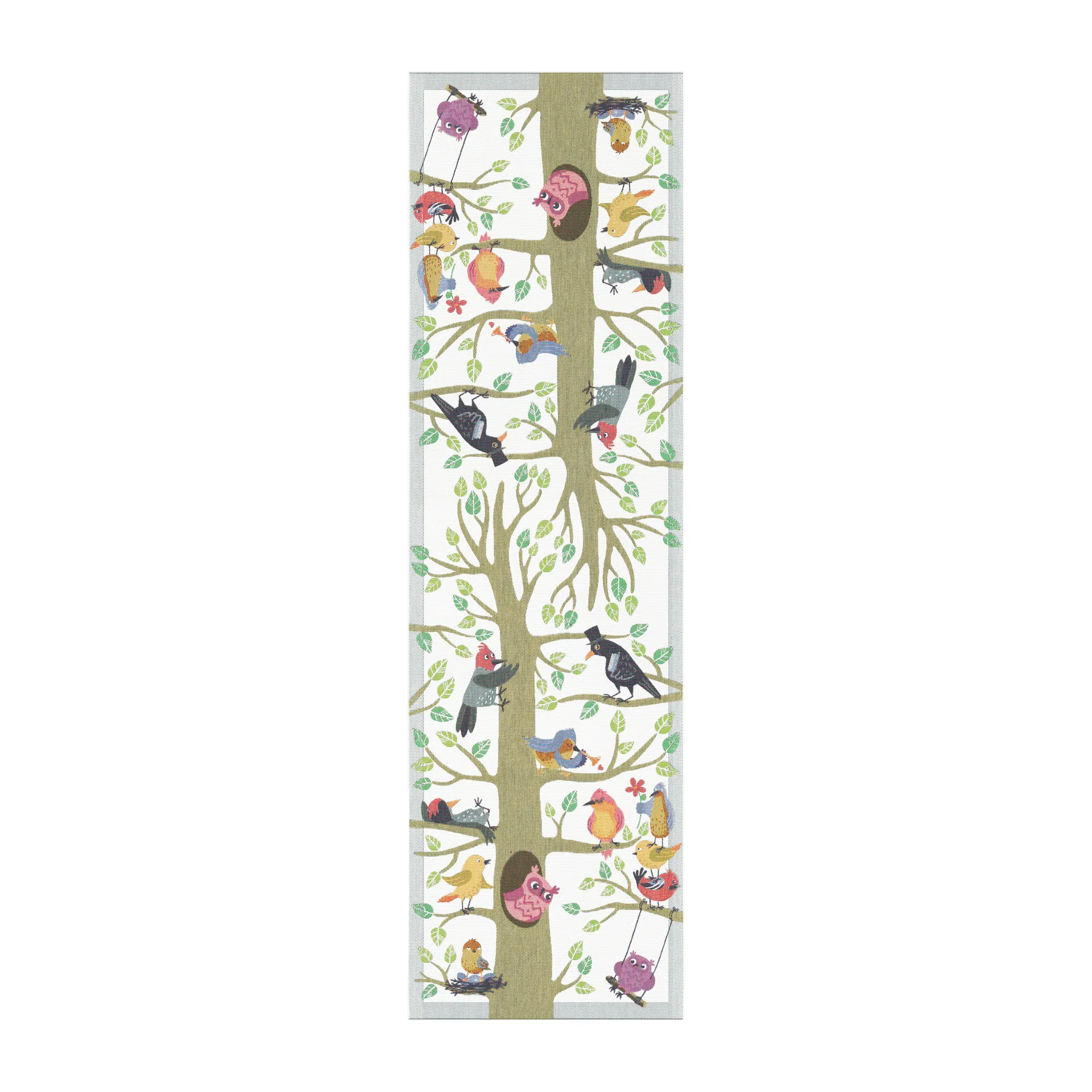 Vårfåglar runner, 35x120 cm Ekelund Linneväveri