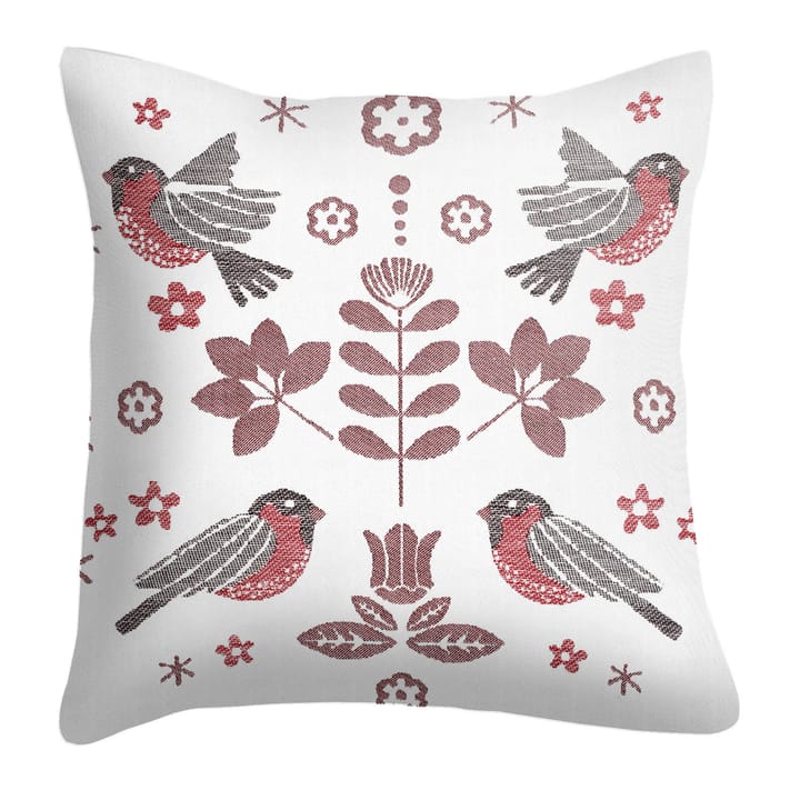 Winter birds cushion cover 40x40 cm - Light red - Ekelund Linneväveri
