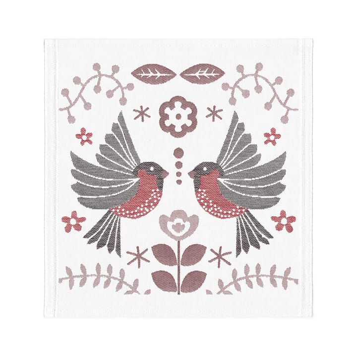 Winter birds napkin 35x35 cm - Light red - Ekelund Linneväveri