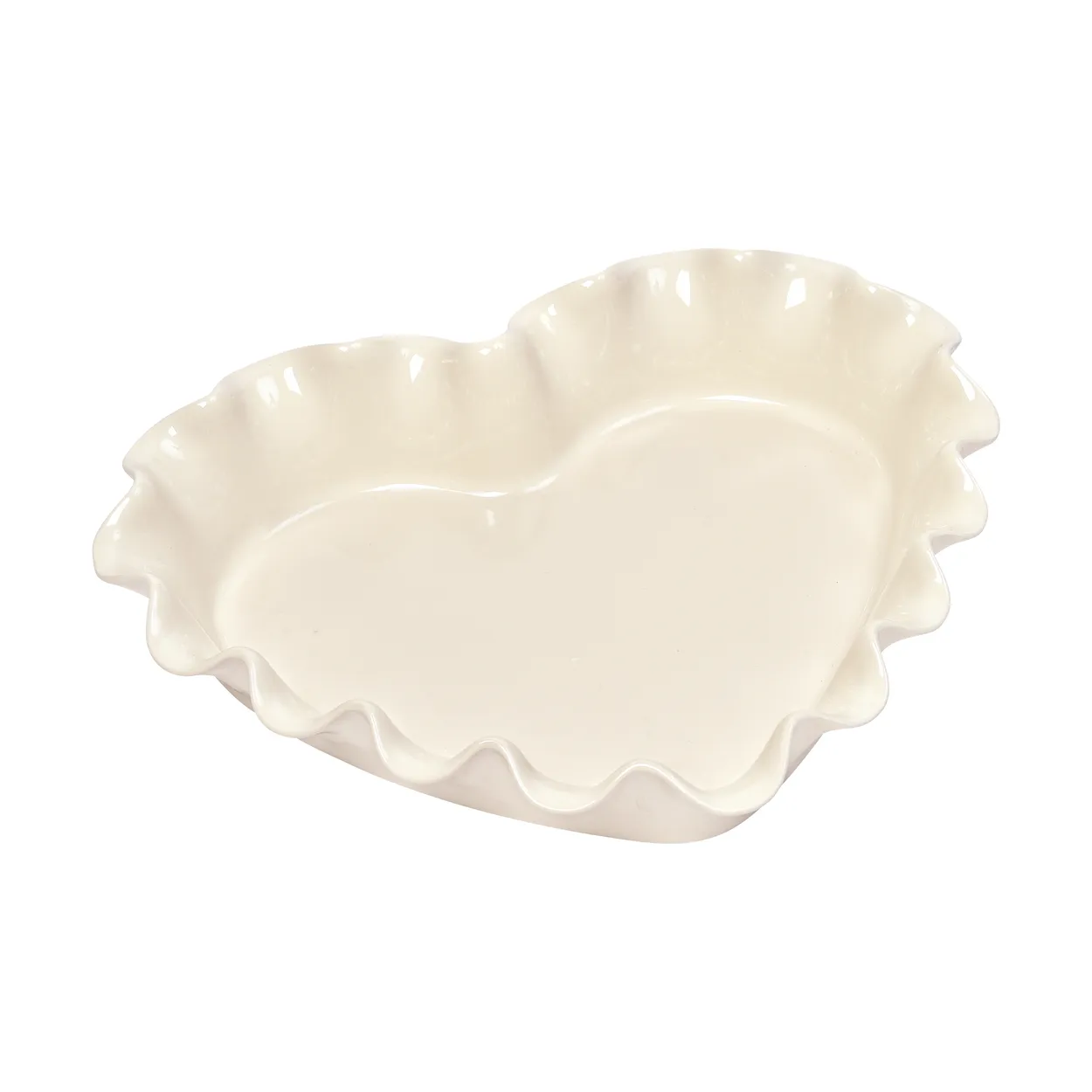 Emile Henry pie dish heart 1.5 L Cream | Scandinavian Design | Round flat oven & flan dishes | White