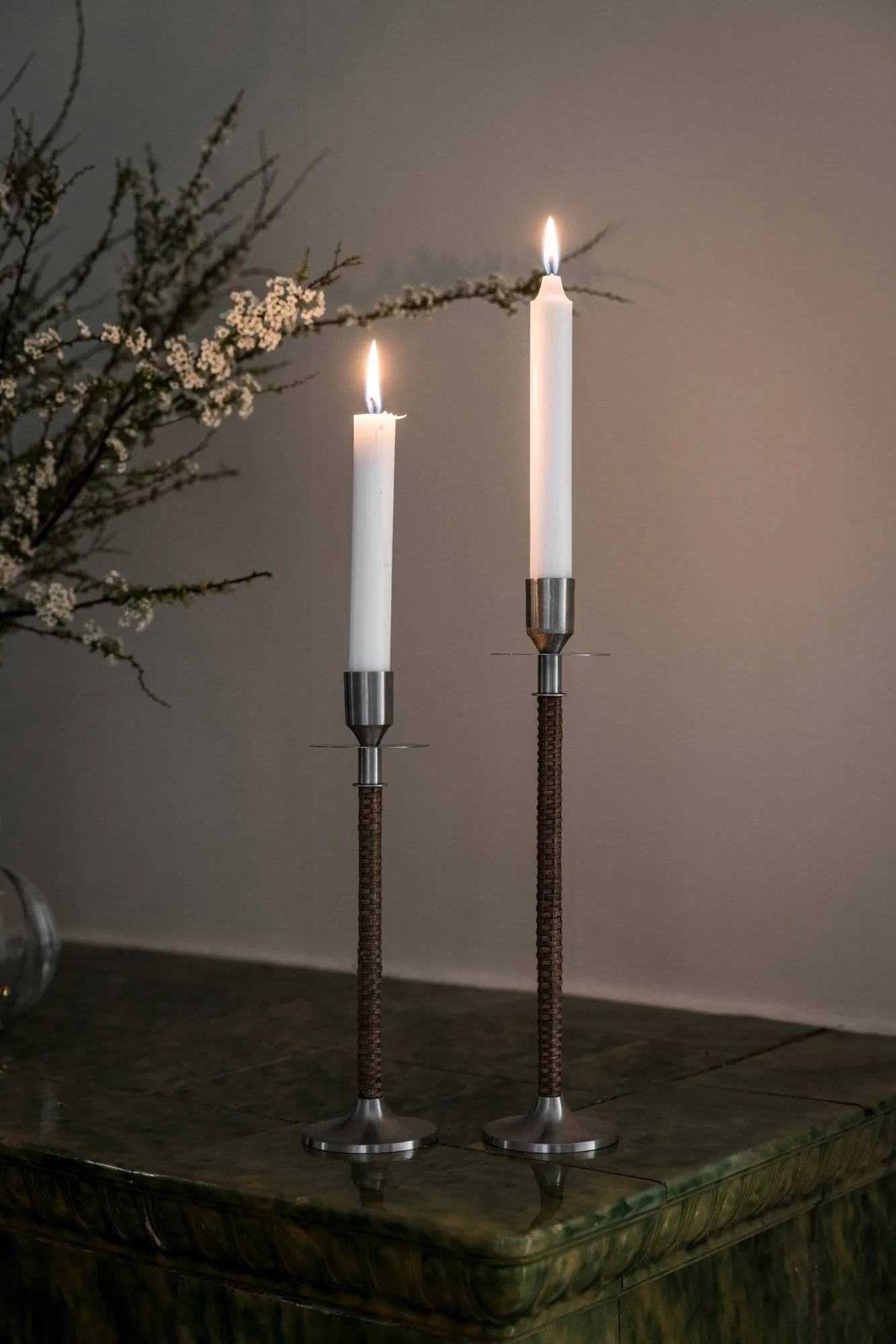 Ernst braided candleholder, Brushed steel, Ø8x30 cm ERNST