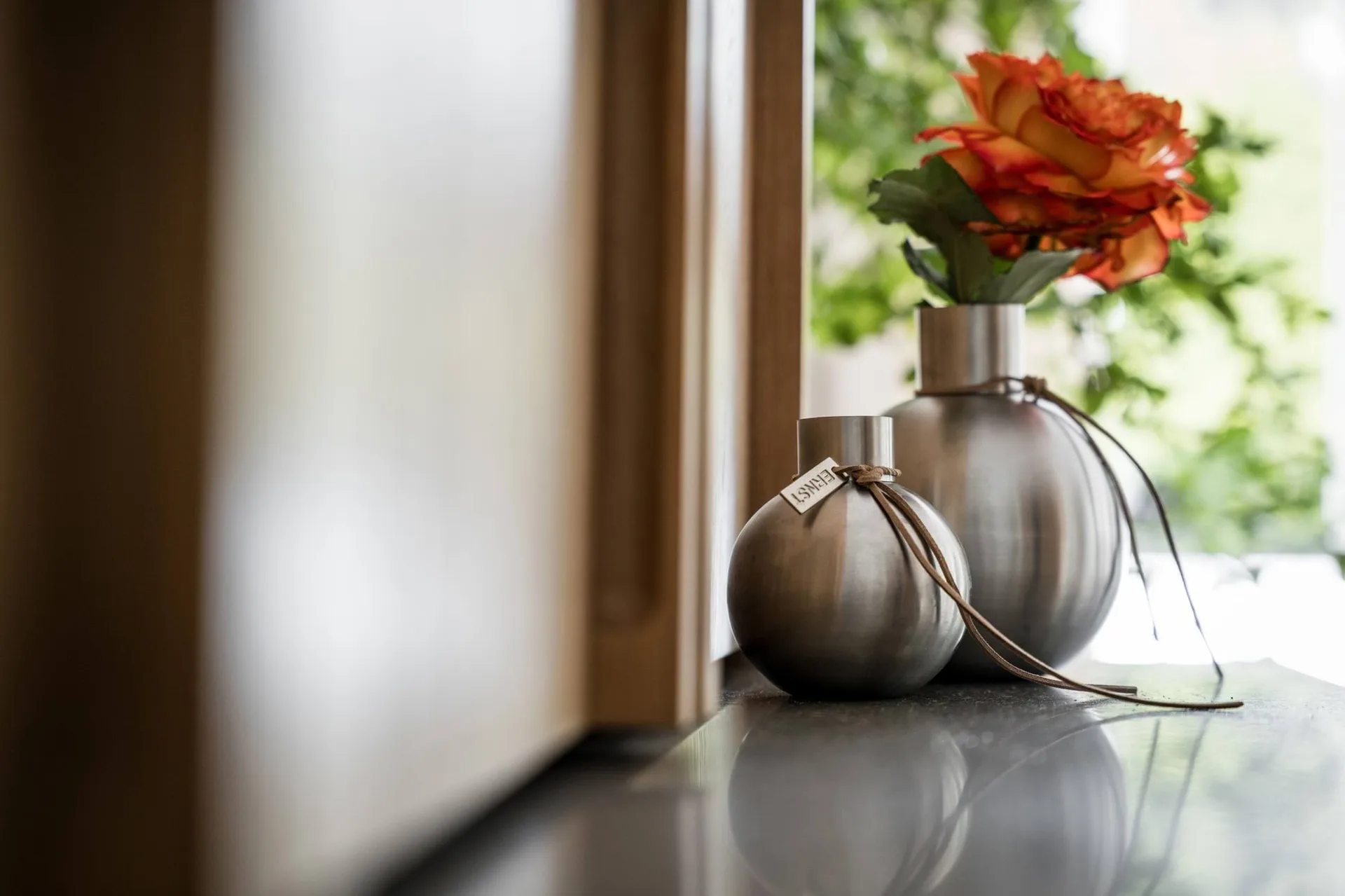 Ernst brushed steel vase, Ø11x13 cm ERNST