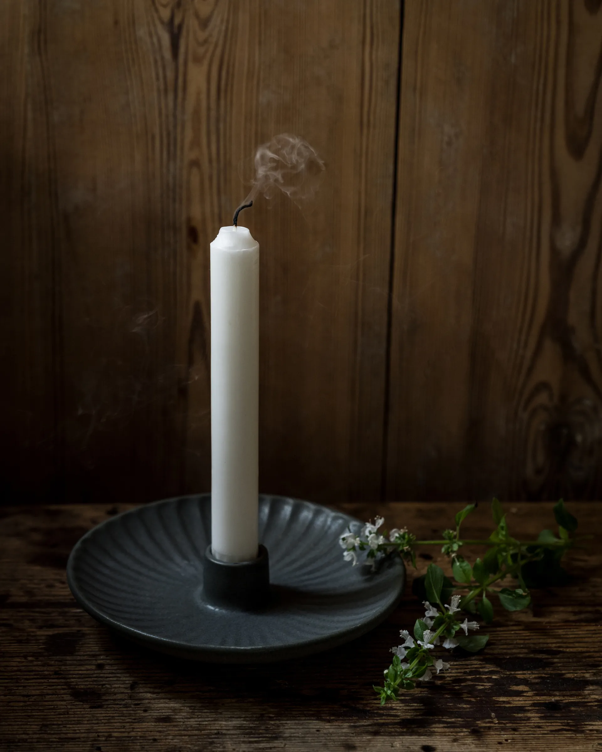 Ernst candle tray-candlestick, Petrol ERNST
