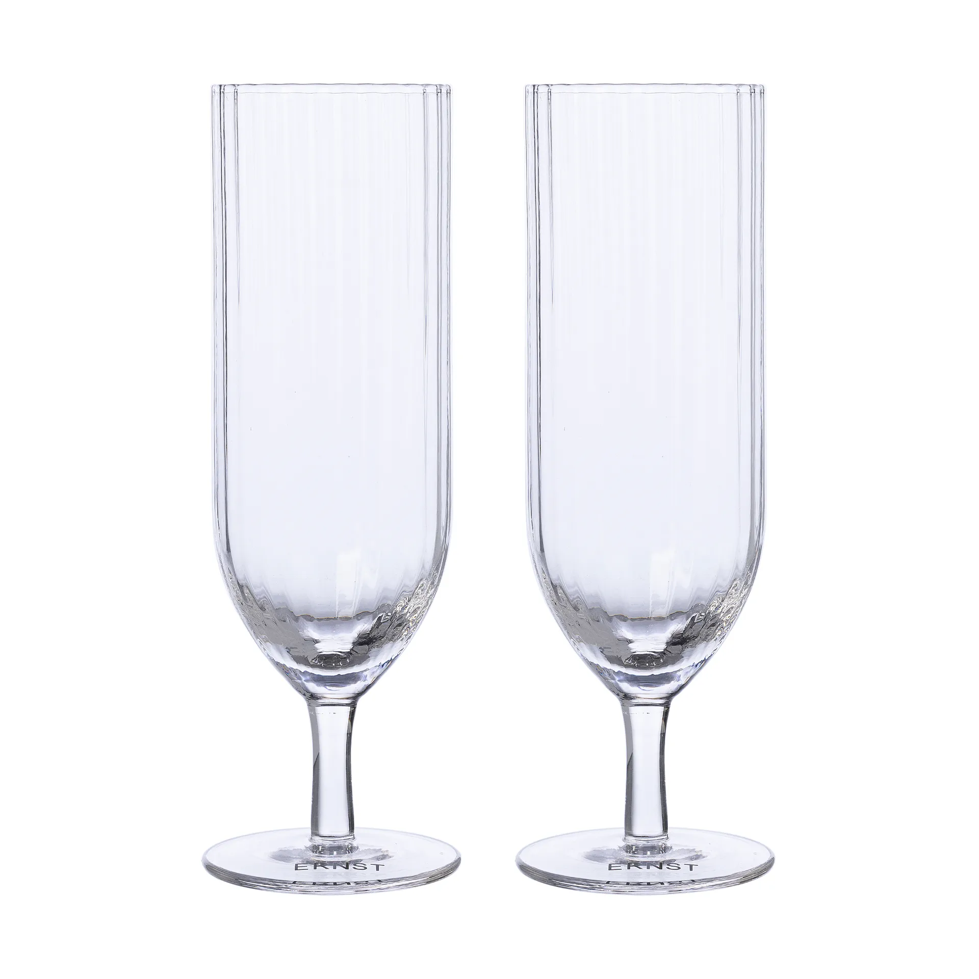Ernst champagne glass ribbed 2-pack, Clear ERNST
