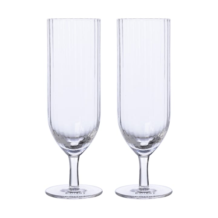 Ernst champagne glass ribbed 2-pack - Clear - ERNST