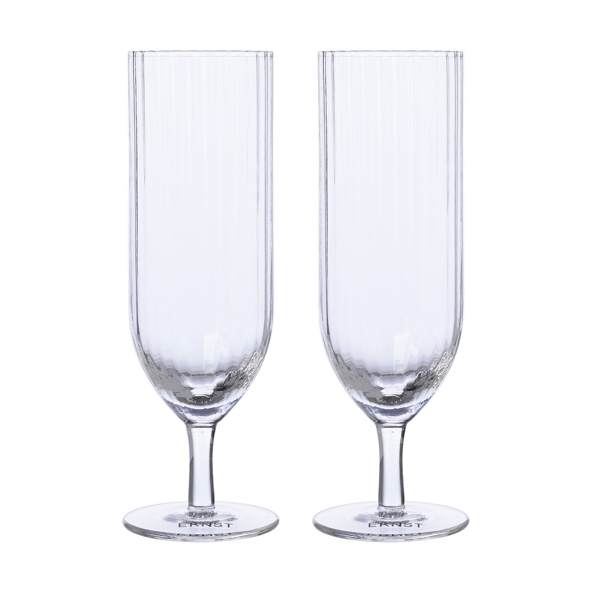 Ernst champagne glass ribbed 2-pack Clear | Scandinavian Design | Champagne glasses | Transparent