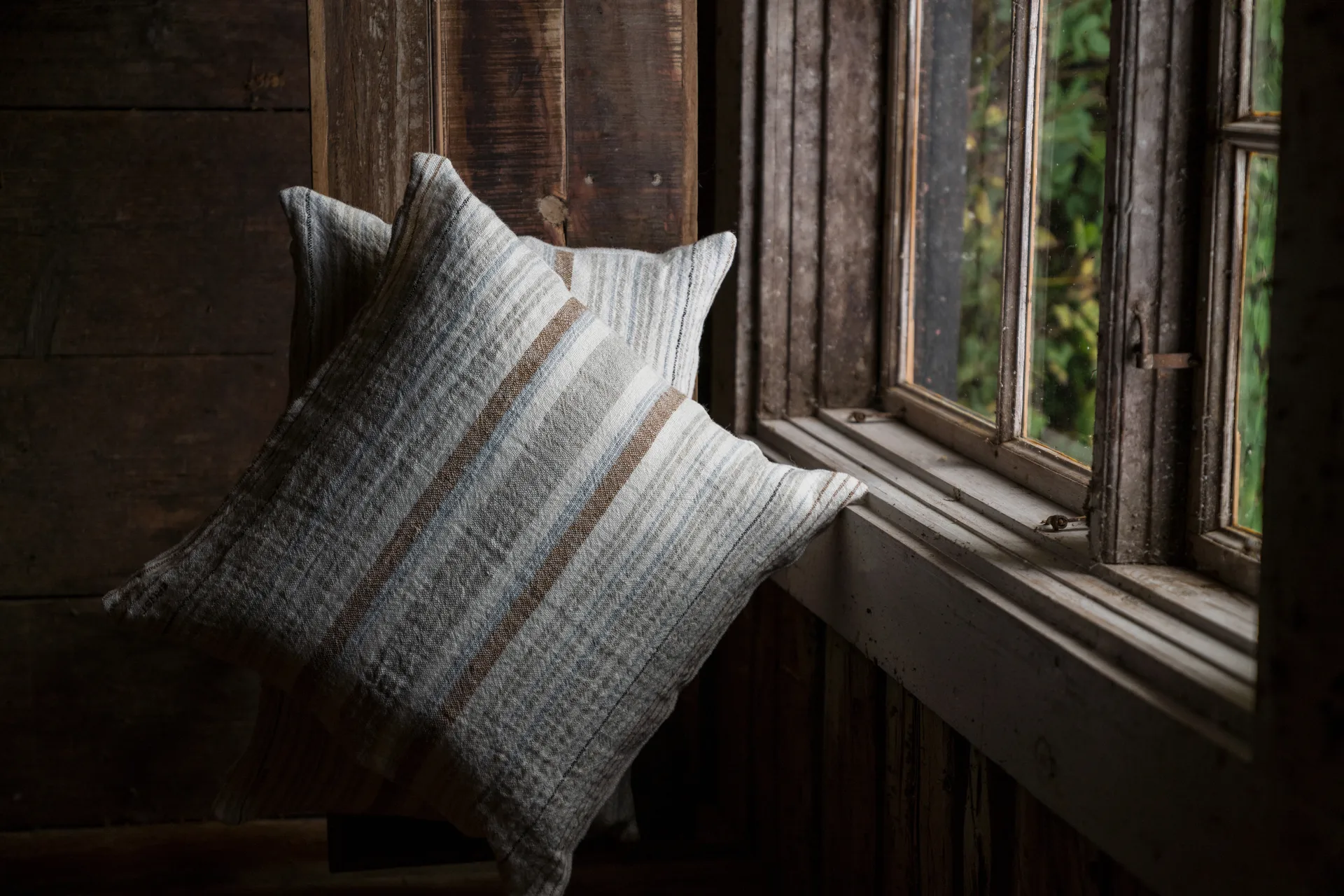 Ernst cushion cover half-linen 50x50 cm, Multi-light blue ERNST