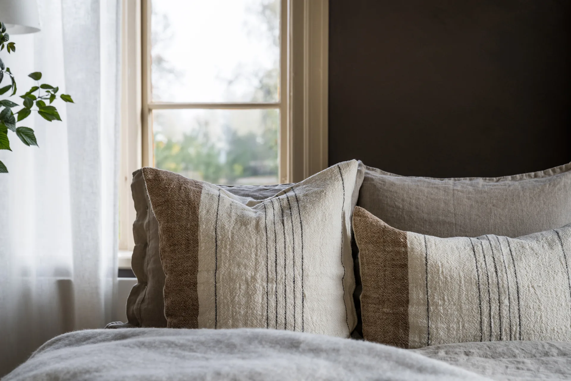 Ernst cushion cover half-linen 50x50 cm, Multi-white ERNST