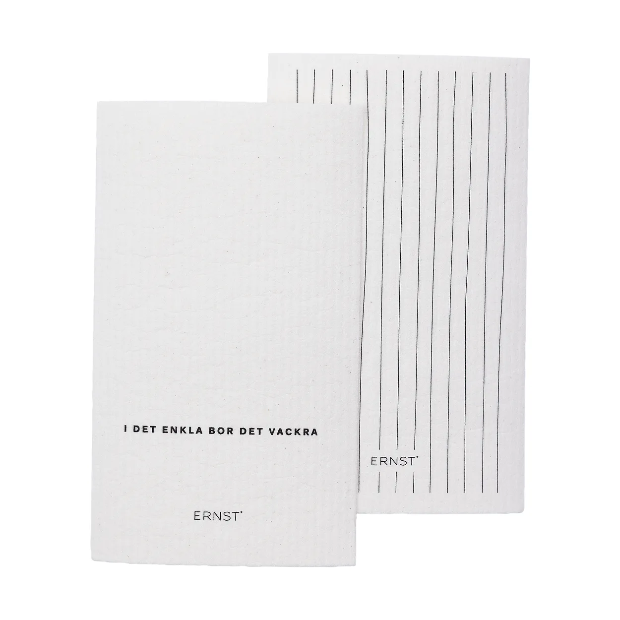 Ernst dishcloth quote/striped 2-pack White | Scandinavian Design | Dishcloths & brushes | White