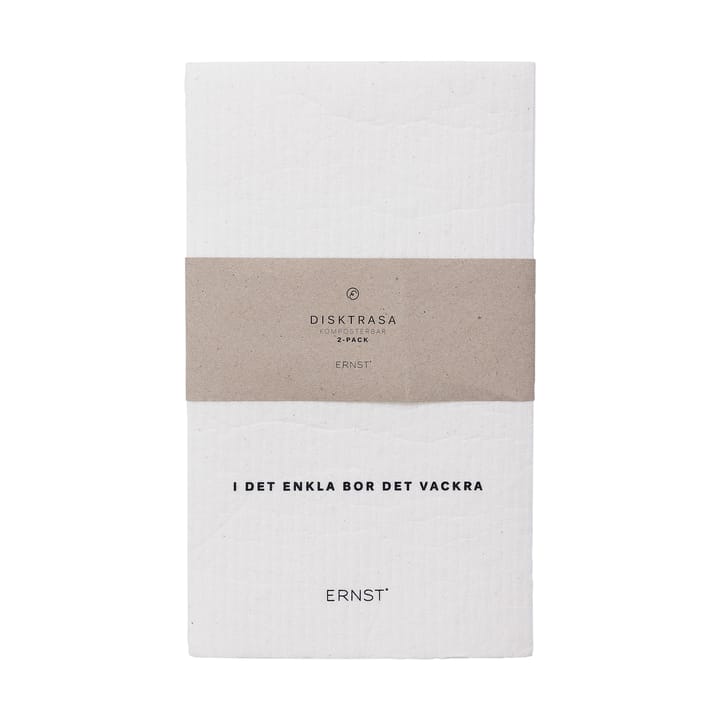 Ernst dishcloth quote/striped 2-pack - White - ERNST