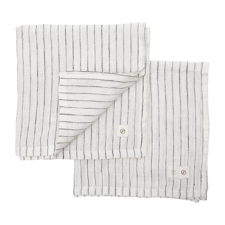 Ernst fabric napkin linen 40x40 cm 2-pack - White-black - ERNST