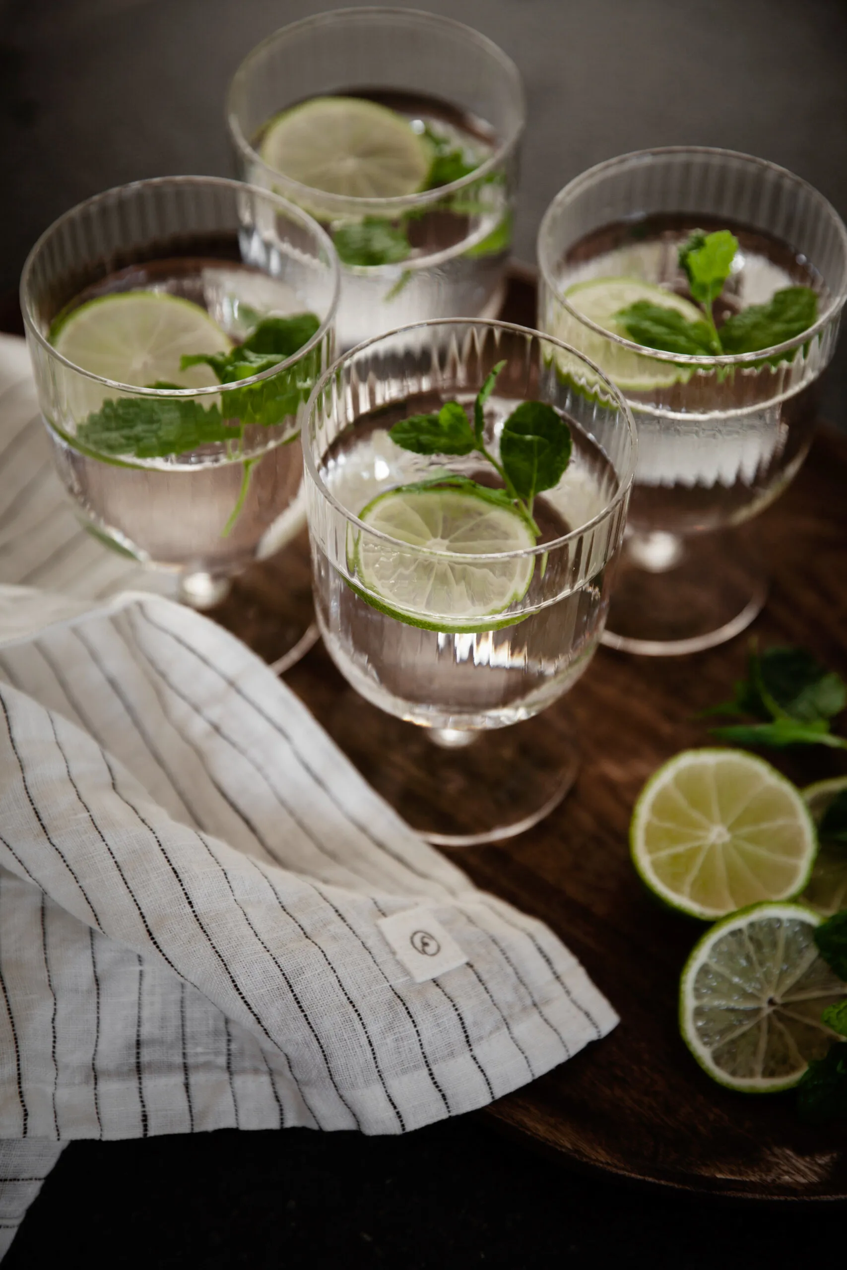 Ernst fabric napkin linen 40x40 cm 2-pack, White-black ERNST