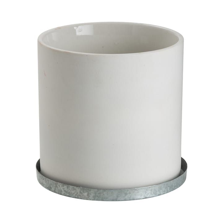 Ernst flower pot with zink saucer 12 cm - White - ERNST