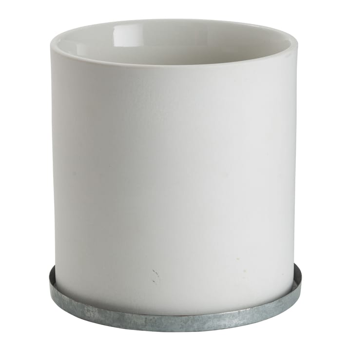 Ernst flower pot with zink saucer 16 cm - White - ERNST