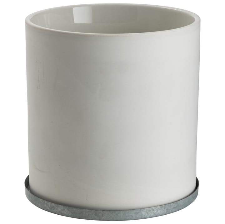 Ernst flower pot with zink saucer 19 cm - White - ERNST