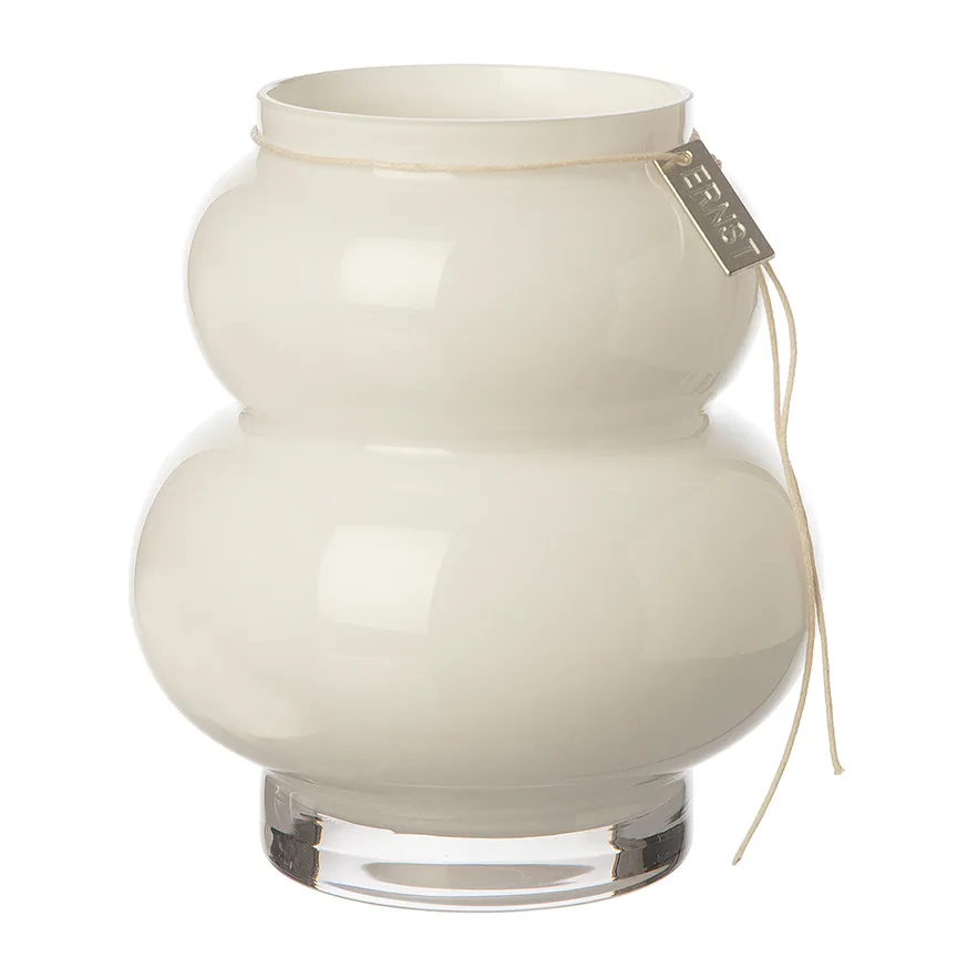 Ernst glass vase curved 14 cm, White ERNST