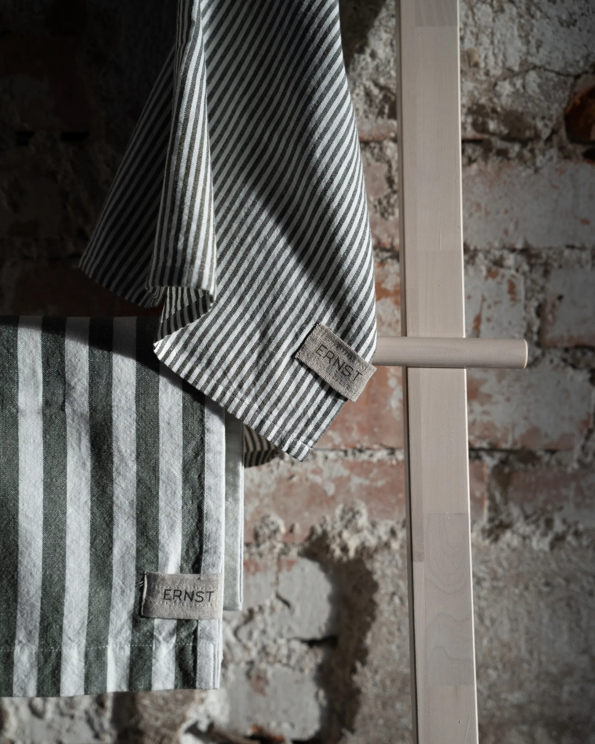 Ernst kitchen towel thin stripes 47x70 cm, Sage-white ERNST