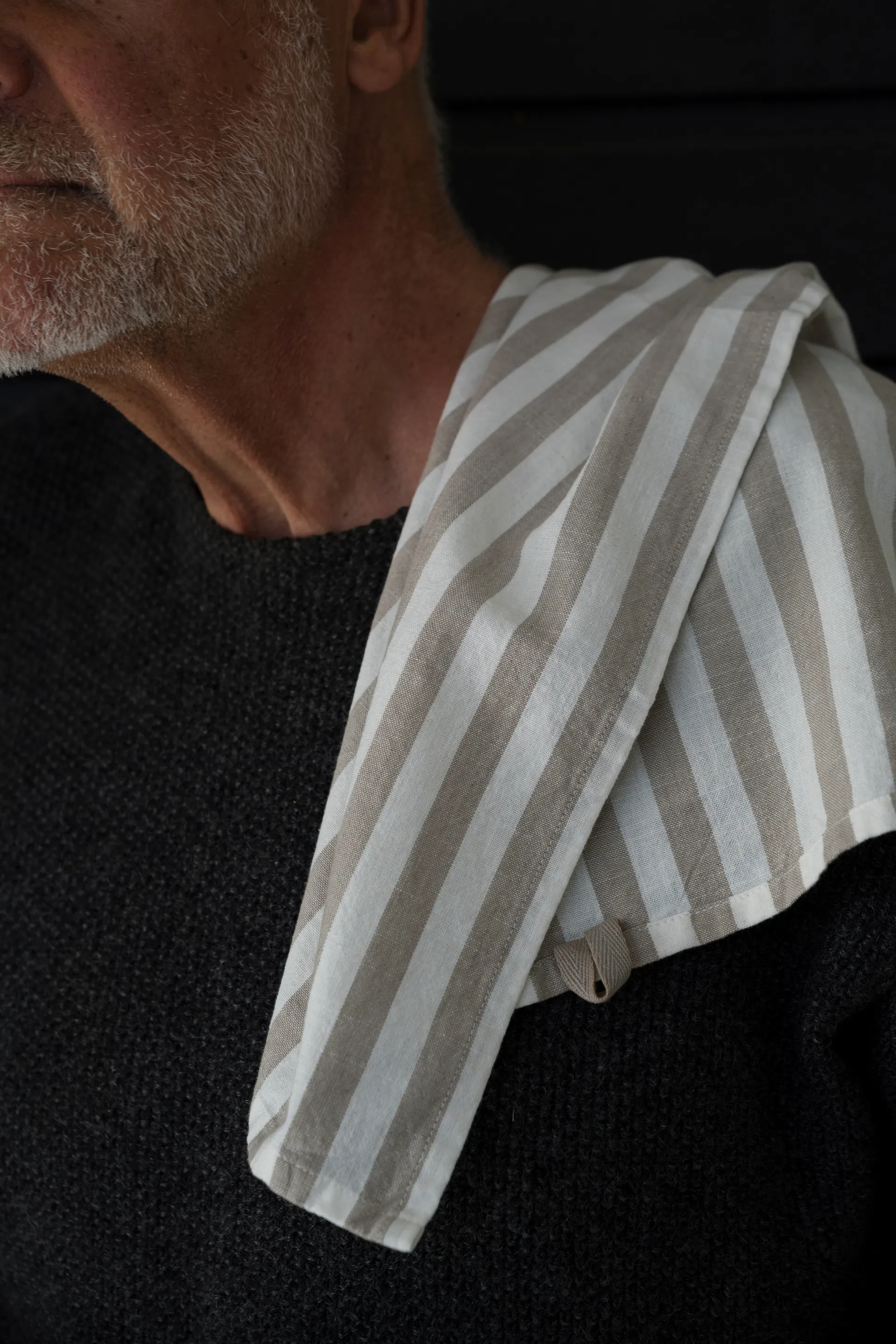 Ernst kitchen towel wide stripes 47x70 cm, Beige-white stripe ERNST