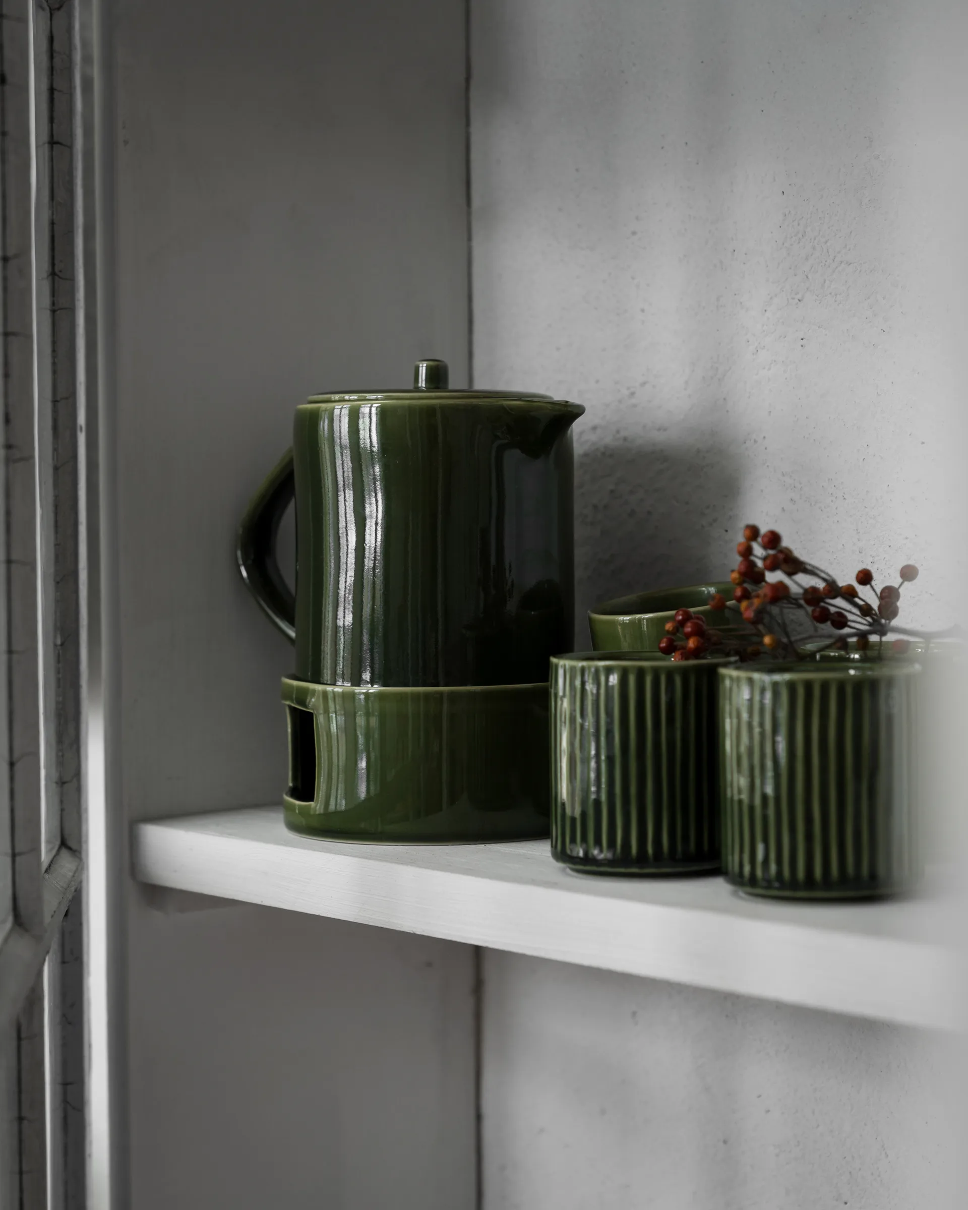 Ernst mug without handle ribbed 19 cl, Green ERNST