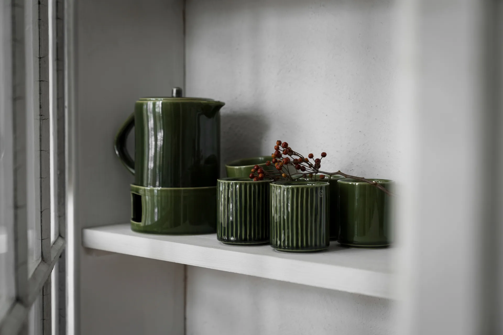 Ernst mulled wine jug with warmer, Green ERNST