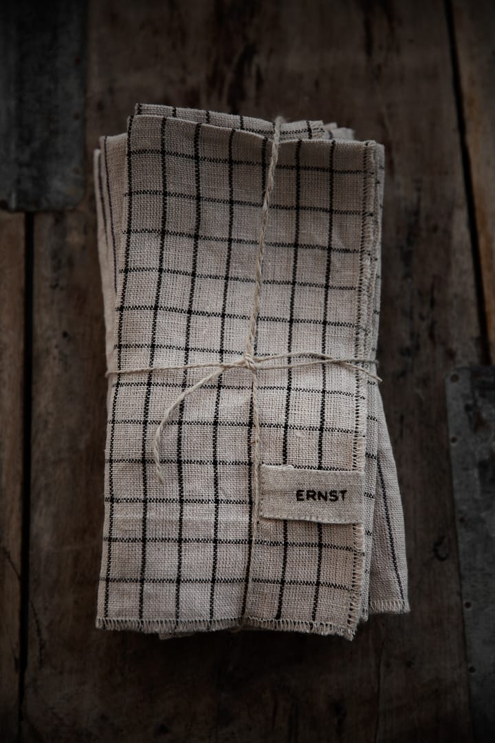 Ernst napkin 2 pack checked 40x40 cm - Black-beige - ERNST