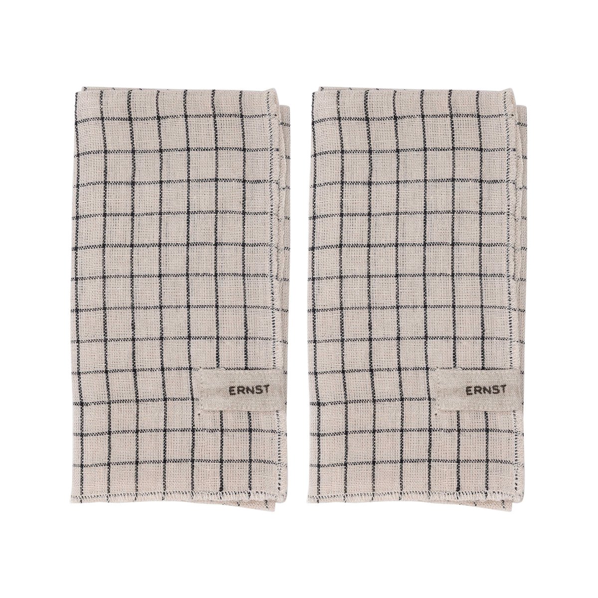 Ernst napkin 2 pack checked 40x40 cm Black-beige | Scandinavian Design | Linen & cotton napkins | Beige