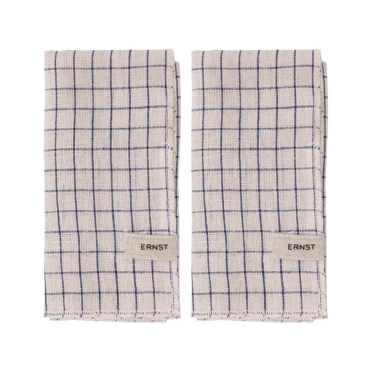 Ernst napkin 2 pack checked 40x40 cm Blue-beige | Scandinavian Design | Linen & cotton napkins | Beige