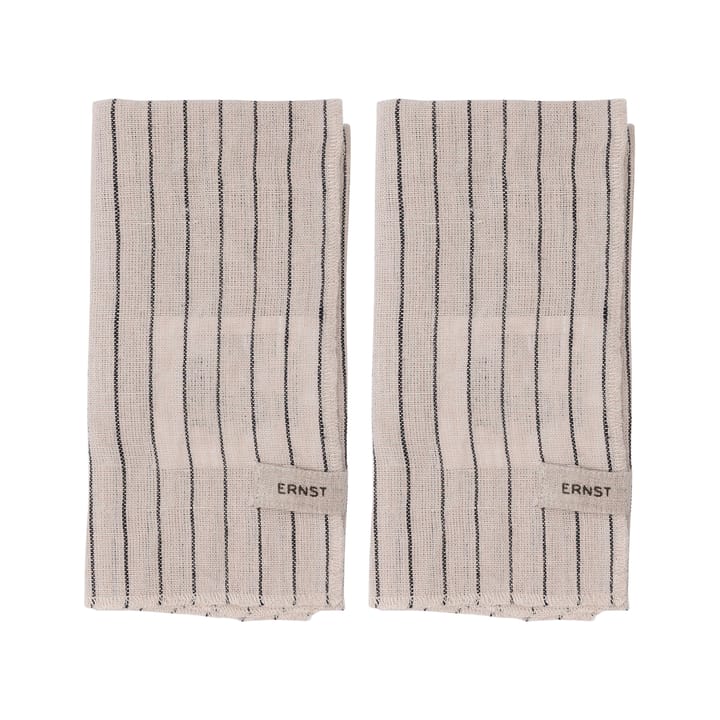 Ernst napkin 2 pack striped 40x40 cm - Black-beige - ERNST