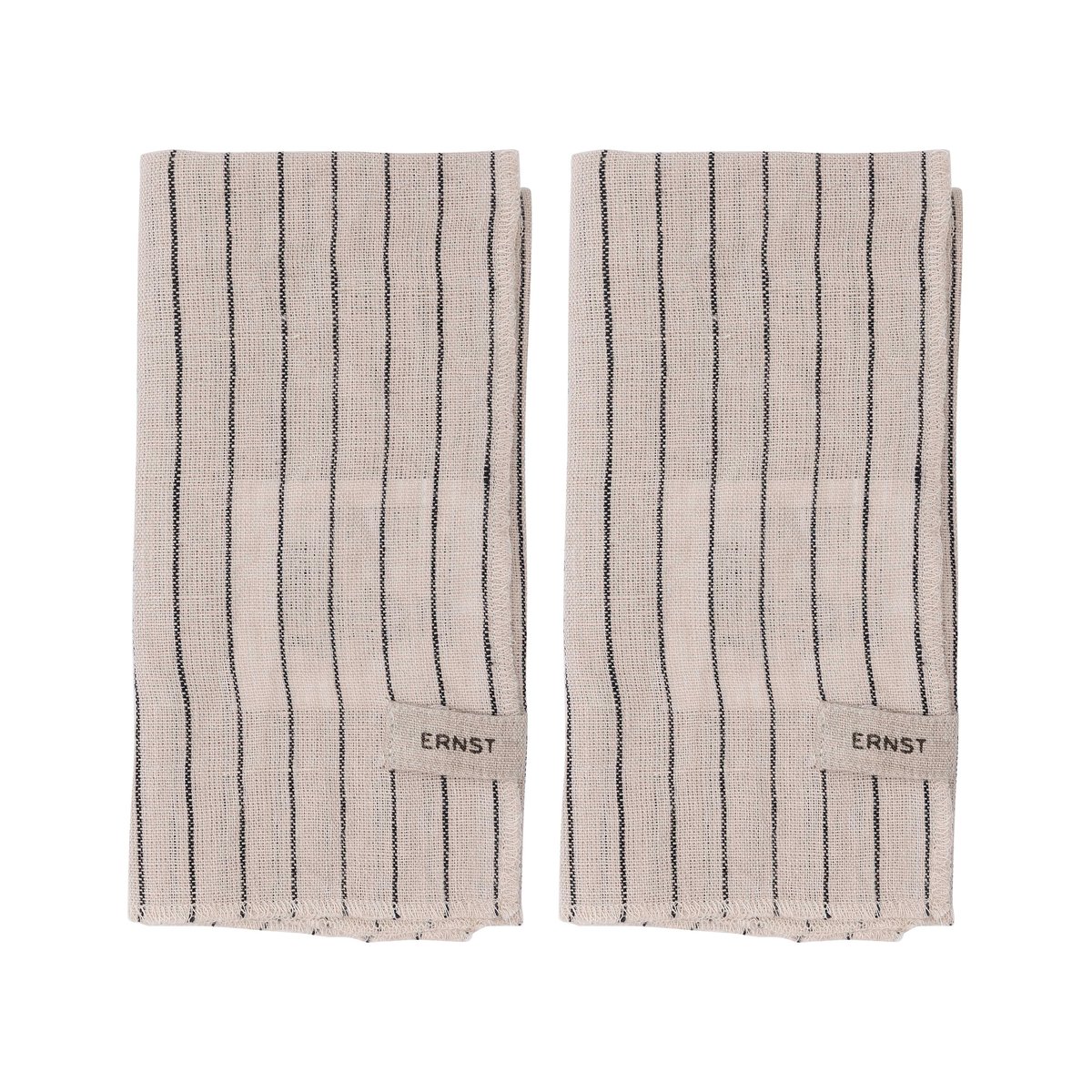 Ernst napkin 2 pack striped 40x40 cm Black-beige | Scandinavian Design | Linen & cotton napkins | Beige
