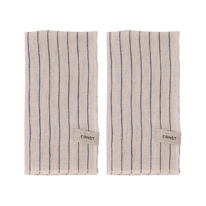 Ernst napkin 2 pack striped 40x40 cm - Blue-beige - ERNST