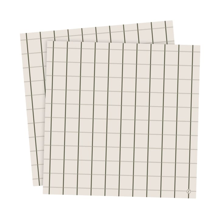 Ernst napkin large checkered 33x33 cm 20-pack - Beige-green - ERNST