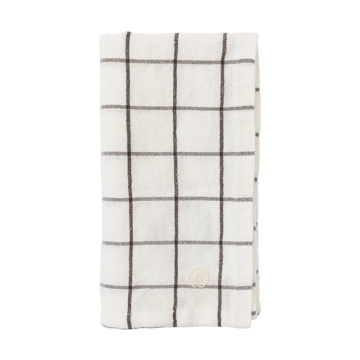 Ernst napkin large checkered 40x40 cm White-brown | Scandinavian Design | Linen & cotton napkins | White