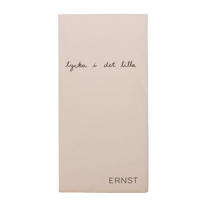Ernst napkin with quote Lycka i det lilla 20-pack - nature-black - ERNST