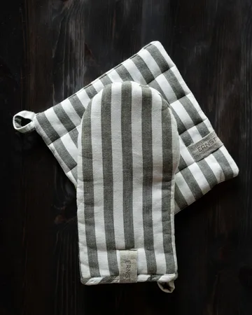 Ernst oven mitt wide stripes - Sage-white - ERNST