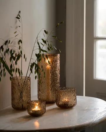 Ernst patterned vase/candle holder - Amber, Ø11x25 cm - ERNST