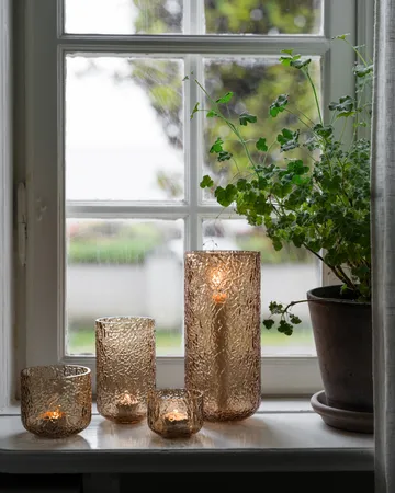 Ernst patterned vase/candle holder - Amber, Ø9x15 cm - ERNST