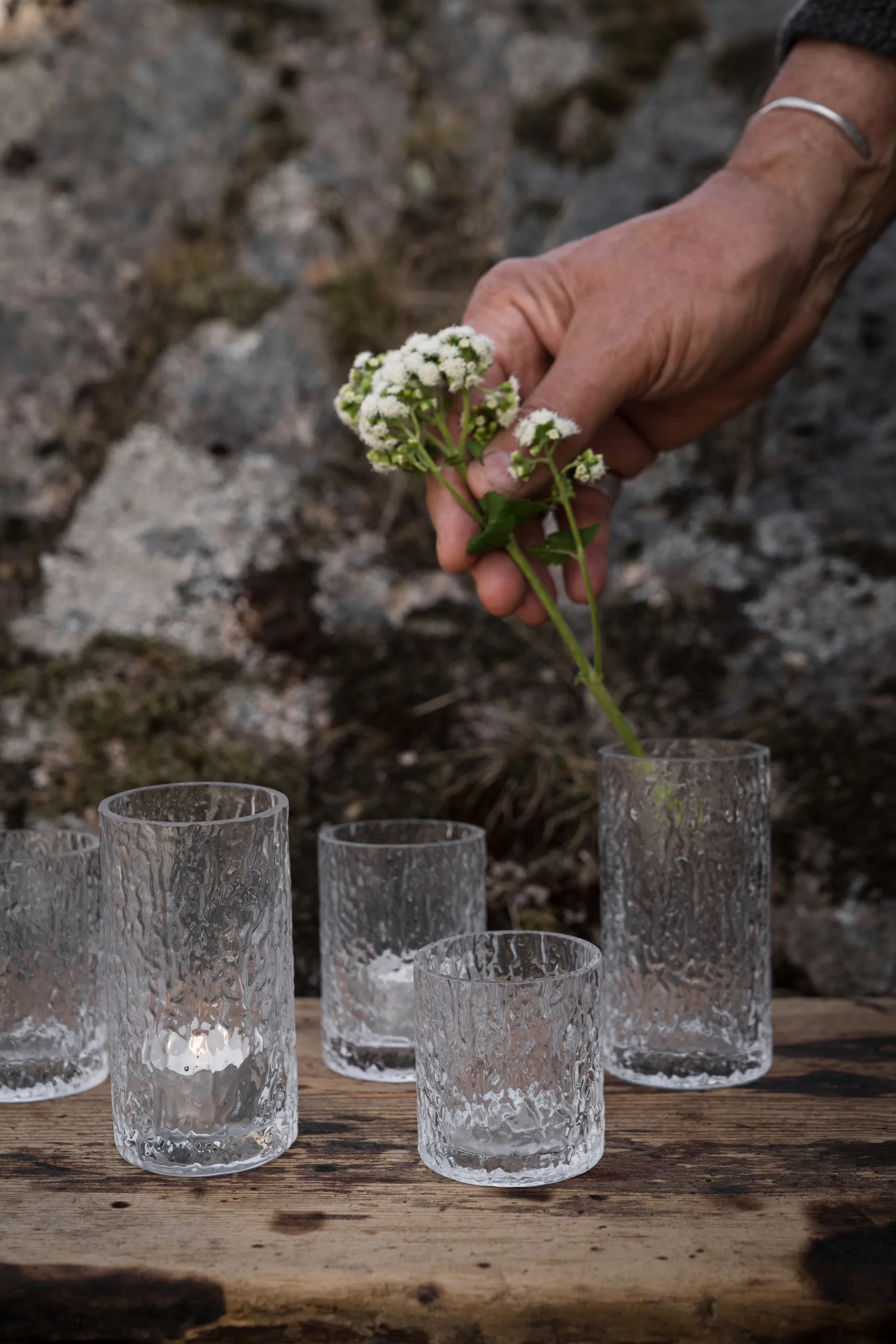 Ernst patterned vase/candle holder, Clear, Ø5.3x11.3 cm ERNST