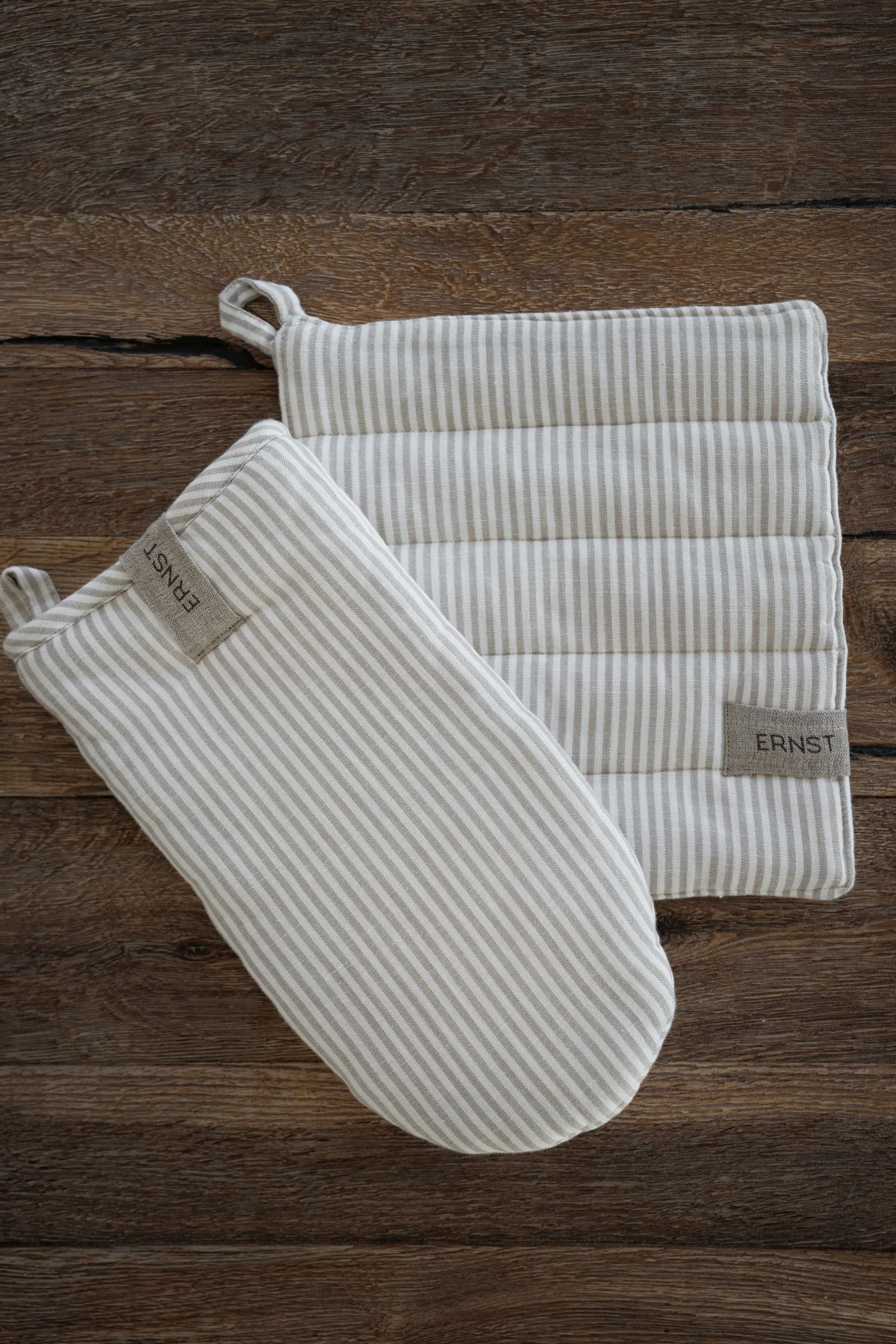 Ernst potholder striped 23x25 cm, Beige-white stripe ERNST