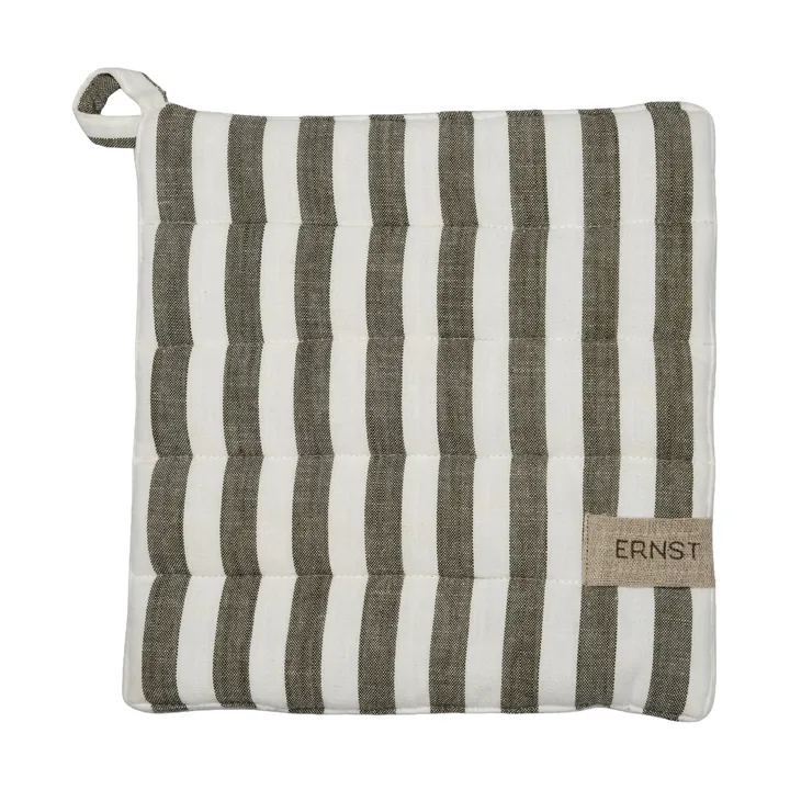 Ernst potholder wide stripes 23x25 cm - Sage-white - ERNST