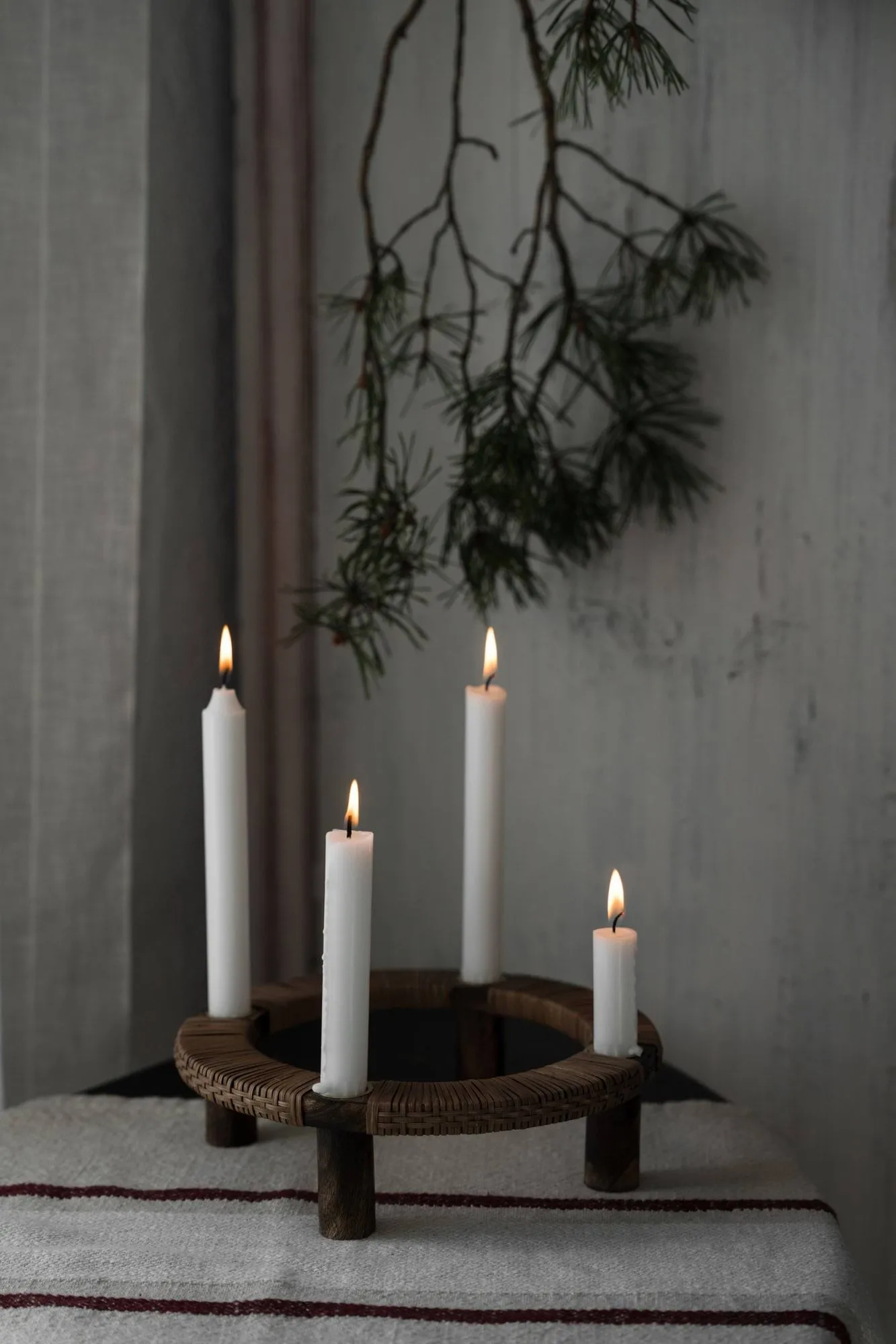 Ernst round candle holder, 4 candles, Dark wood ERNST