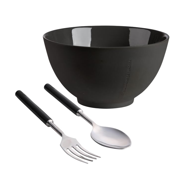 Ernst serving bowl and salad cutlery - dark grey-black - ERNST