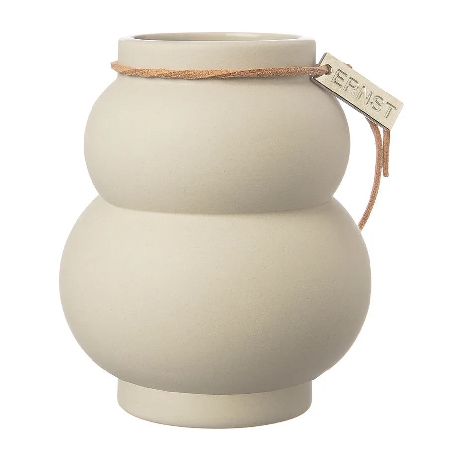 Ernst stoneware vase curve 14 cm, Beige ERNST