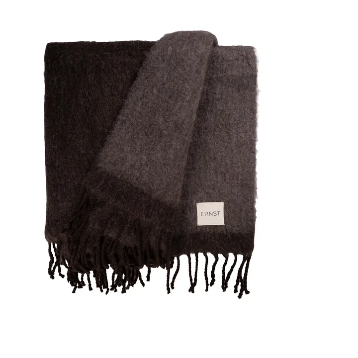 Ernst throw with fringe 130x170 cm - Dark brown-brown - ERNST
