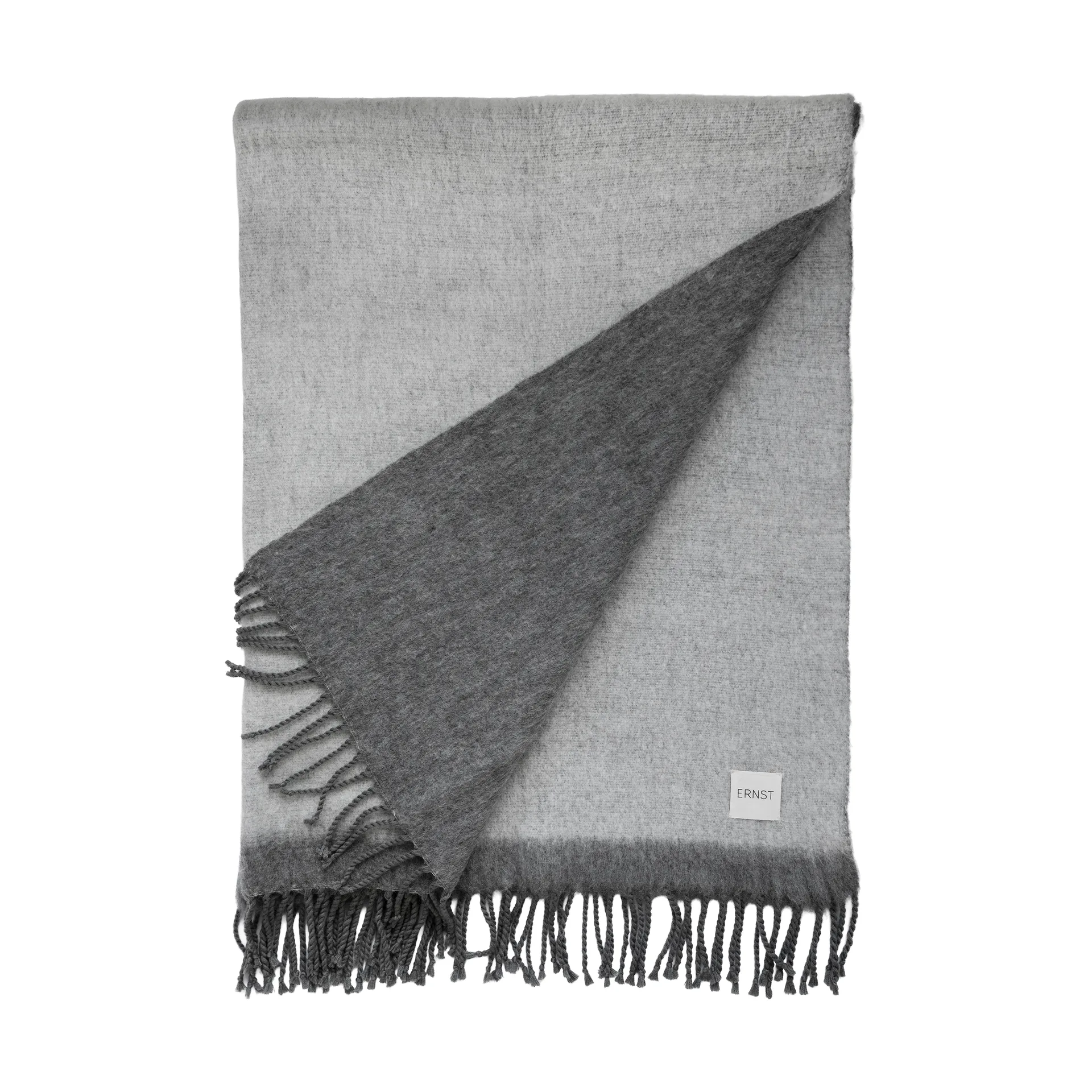 Ernst throw with fringe 130x170 cm, Dark gray-white ERNST