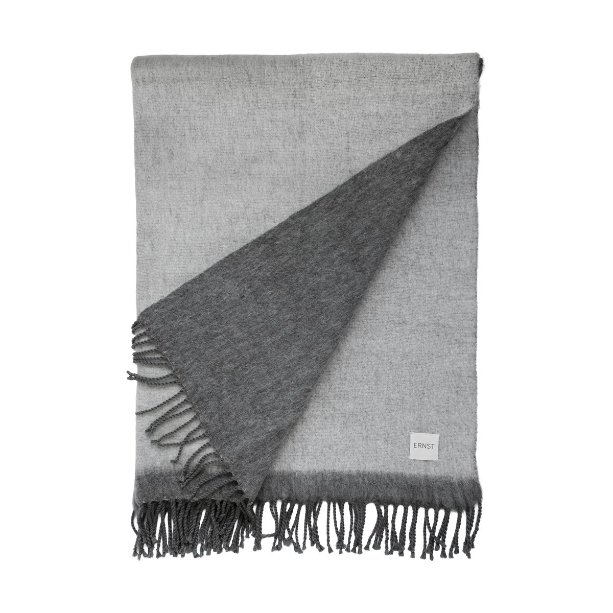 Ernst throw with fringe 130x170 cm Dark gray-white | Scandinavian Design | Wool blankets & throws | Grey