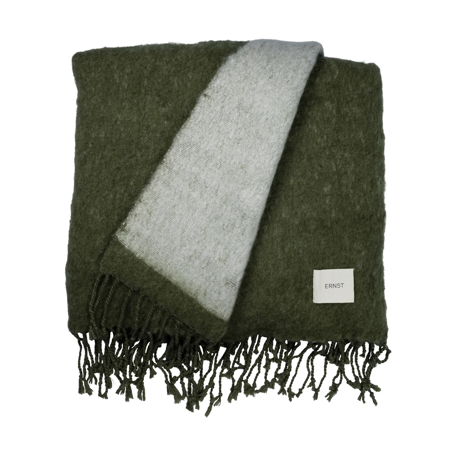 Ernst throw with fringe 130x170 cm, Green-white ERNST